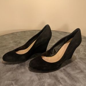 Black Kid Suede Wedge Pump